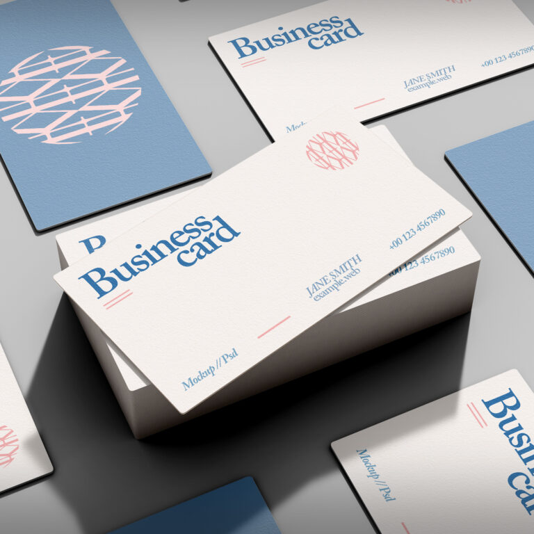 Stack of custom printed business cards with modern design